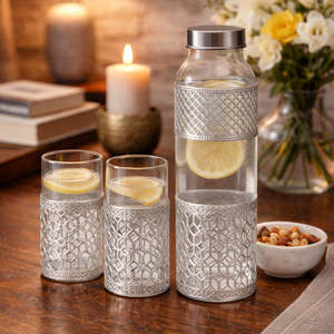 Custom <b>Vintage</b> <b>Glass</b> Water <b>Bottle</b> With Lid For Drinking Home Kitchen Office And Outdoor Use - Product Image 1