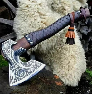 Custom Handmade Viking Bearded High Carbon Steel Felling <b>Axe</b> Steel <b>Handle</b> | Industrial Grade Hatchet for Lumber Cutting Firewood - Product Image 2