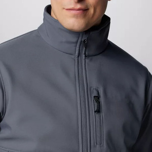 Chaqueta de Forro Polar Gris para Hombre, Cuello Alto, Cierre de Cremallera, Resistente al Viento, Informal, para Otoño, Corte Regular, Color Sólido, Material de Poliéster - Product Image 5