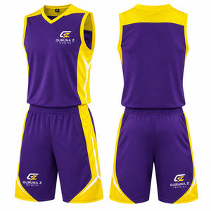 Conjunto de Uniforme de Baloncesto GURUNA Z INDUSTRY, Diseño Sólido, Impresión por Transferencia de Calor, Transpirable, Absorbe la Humedad, 100% Poliéster, Deportivo - Product Image 1