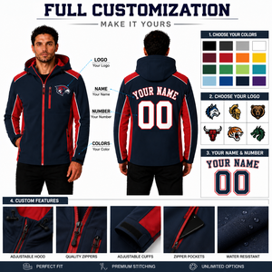 Chaqueta Softshell Personalizada con Capucha, Logotipo del Equipo Bordado en la Parte Delantera, Nombre y Número del Jugador en la Parte Trasera, Ropa Deportiva al por Mayor para Clubes, OEM - Product Image 5