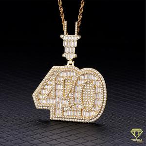 Baguette Moissanite Diamond " 420 " Pendant Necklace Gold Finish Hip Hop Chain Jewelry For Men - Product Image 6