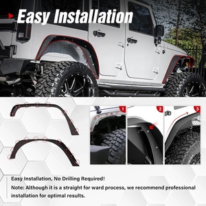 Kit d'extensions d'ailes avant/arrière en acier CZX 4 pièces style plat pour <span class=keywords><strong>Jeep</strong></span> <span class=keywords><strong>Wrangler</strong></span> <span class=keywords><strong>JK</strong></span>/JKU 2007-2018 Unlimited (2/4 portes) tout-terrain robuste 1 - Product Image 5