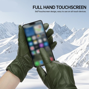 Gants d'hiver en cuir uni pour femmes, décontractés, multifonctionnels, compatibles avec les écrans tactiles, pour garder les mains au chaud, pour l'extérieur et le quotidien, gants tendance - Product Image 5