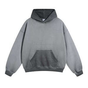 Sweat-shirts à capuche pour hommes en coton délavé à l'acide, coupe oversize à épaules tombantes, style baggy, mode décontractée, personnalisables avec logo, vente en gros - Product Image 3