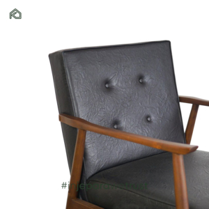 Luxury Eco-Friendly Comfortable Mid-Century Solid Teak Wood Lounge Chair PU Leather Upholstered Walnut Finish Hotel Villa Resort - Product Image 4