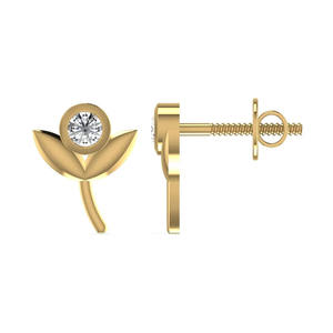 Pendientes de Diamantes Florales de Oro Sólido de 14K con Diseño Único para Mujer, Diamantes Cultivados en Laboratorio con Corte Brillante Redondo, Claridad VVS1, Lujo - Product Image 2