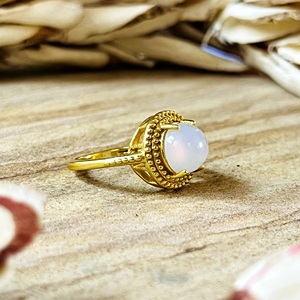 New Arrival Moonstone <b>Rings</b> Boho Brass <b>Ring</b> Women 18k <b>Gold</b> Plated Antique Tribal Beaded Halo Crown Design for Wholesale/OEM/ODM - Product Image 1