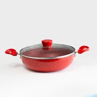 Olla para Biryani y Sartén Antiadherentes de Aleación de Aluminio Azul Marino con Tapa de Vidrio, Aptas para Lavavajillas, para Cocinas de Gas e Inducción
