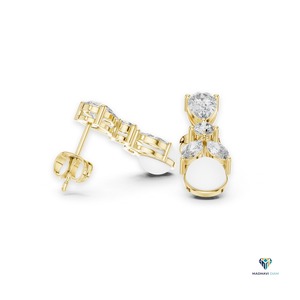 Pendientes de Oro Amarillo de 1.63 CT con Diamantes Cultivados en Laboratorio en Forma de Pera y Marquesa en Oro Sólido de 18K - Product Image 2