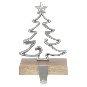 Hot Sale Wood Base Aluminium Top Christmas <b>Stocking</b> <b>Holder</b> For Hanging Decorative Use Xmas <b>Stocking</b> <b>Holder</b> With Silver Tree Top - Product Image 1