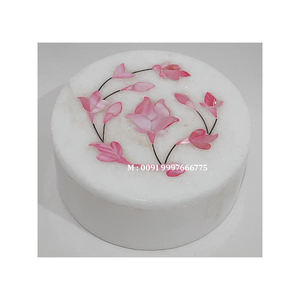 Octagonal Shape <b>White</b> Marble Mix Mother Of Pearl Inlay <b>Jewellery</b> <b>Box</b> Handmade Flower Inlay Design Use For Watch Packing And Gift - Product Image 6