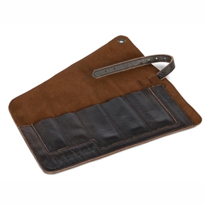 Estuche Portacuchillos de Cuero Genuino Hecho a Mano, Resistente, con 5 Ranuras, Portátil, para Cuchillos de Chef, Funda Profesional para Cubertería de Cocina - Product Image 1