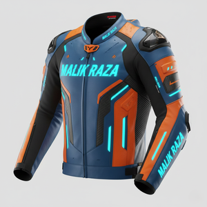 Veste de moto Malik Raza Elite Class |   100% Fait à la main |   Vêtements de motard en cuir de vachette de qualité supérieure - Product Image 3