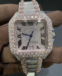 Reloj de Lujo Cuadrado de Acero Inoxidable con Bisel de Diamantes, Números Romanos, Esfera Analógica, Visualización de Fecha, Unisex, Mecánico, con Alarma - Product Image 1