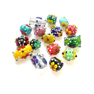 Mixed Size Shape Fancy Handmade <b>Crystal</b> Lampwork Glass <b>Beads</b> Multicolor Artisan Loose <b>Beads</b> DIY Jewelry Making <b>Bracelet</b> Necklace - Product Image 1