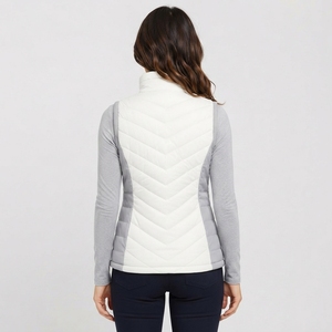 Chaleco acolchado de lona para mujer, sin mangas, diseño moderno, cuello alto, cálido y aislante, con bolsillos laterales y cremallera completa con botones. - Product Image 2