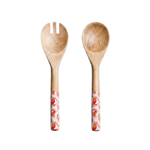 Juego de servidores de ensalada de madera ecológicos con mango de resina, cucharas y tenedores de madera minimalistas de calidad alimentaria para venta al por mayor - Product Image 2