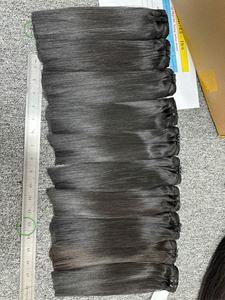 Human Bulk Extensions Natural Black Color Machine Double Weft Super Double Drawn Weave Extensions Virgin Remy <b>Silky</b> Straight - Product Image 4