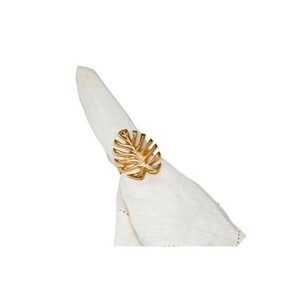Luxury Modern Aluminum Gold Plated Durable Eco-Friendly Customizable Napkin Ring Leaf Design Wedding <b>Table</b> Decor Home Bulk - Product Image 3