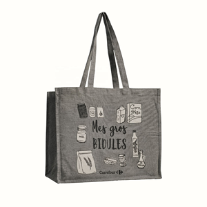 Sac fourre-tout en toile de coton recyclé imprimé sur mesure avec poignées longues, écologique, pour courses et supermarché - Product Image 1