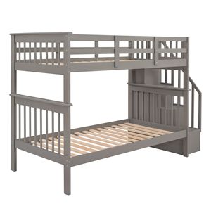 Letto a castello grigio a due piazze con contenitore e sponda di protezione per cameretta bambini/dormitorio (vecchio SKU LP000109AAE) - Product Image 5