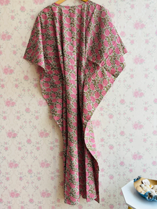 Caftan en coton imprimé bloc Vêtements pour femmes Robes en coton Robes de plage Cadeau pour sa robe Maxi - Product Image 3