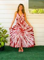 Collection d'été : Robe longue sans manches tie-dye simple et élégante, style plage chic, bretelles spaghetti, style doux et estival, 100% coton
