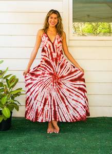Colección de verano Elegante Tie-Dye Long Maxi Dress Mangas Elegante Beach Look Spaghetti Strips Sweet Sun Style Precios al por mayor - Product Image 5
