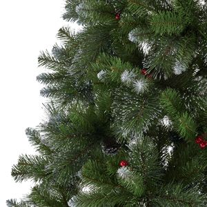 9 ft Glitter Bristle Mixed Hinged Christmas Tree with 72 Red Berries 73 Pine Cones 2099 Branch Tips - Product Image 6