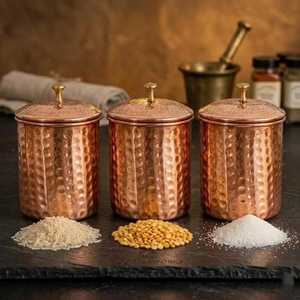 Copper Kitchen Storage <b>Jar</b> Handmade Food Canister Pantry Container <b>Spice</b> Box Tea Coffee Holder Dry Fruit Vessel Utility Pot - Product Image 4