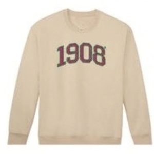 Sudadera Beige Vintage 1908 para Mujer, Sudadera Clásica con Cuello Redondo y Estampado Gráfico, Manga Larga, Informal, Estilo Sorority, para el Campus - Product Image 1