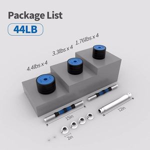 ชุดดัมเบลบาร์เบลปรับน้ำหนักได้ 44 ปอนด์ 2-in-1 อุปกรณ์ออกกำลังกายและฟิตเนสสำหรับผู้ชายและผู้หญิง - Product Image 5