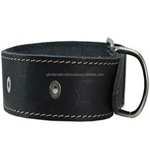 Collier de chien clouté en cuir véritable noir de 2 pouces de large, collier solide et durable pour animaux de compagnie avec boucle ardillon à double broche et anneau en D - Product Image 3