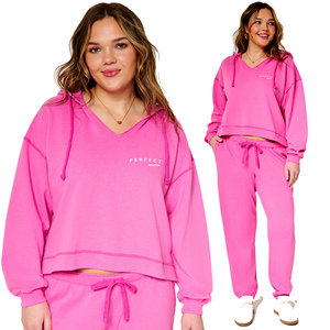 PERFECT INDUSTRY New Style Women's Hoodie Oversize <b>Pullover</b> Sweatshirt Custom Logo <b>Jumpers</b> Cotton French terry Cropped Hoodie - Product Image 4