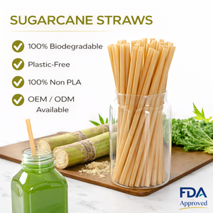 Pajillas Biodegradables Desechables de PLA, Plástico de Bagazo de Caña de Azúcar, con Forro - Product Image 1