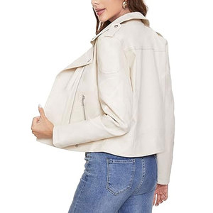 Women's for Genuine Sheep Skin Bomber Jacket Full Sleeve <b>Zipper</b> Closure Stand Collar Short Length Solid Color Breathable - Product Image 2