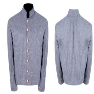 Chaqueta de Hombre 100% Lana, Invernal, Ecológica, Estilo Vintage, Reproducción Histórica Americana, Cierre de un Botón, Ribete en Contraste, Color Gris - Product Image 6