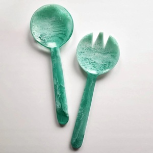 Handmade Resin <b>Salad</b> Server Spoon & Fork Set Eco-Friendly Lightweight Dishwasher Microwave Safe Serving Cutlery for Home Kitchen - Product Image 3