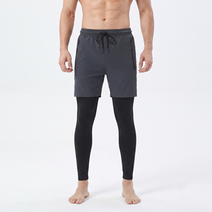 <b>Men's</b> Quick Dry Yoga <b>Shorts</b> With <b>Compression</b> Leggings Inner Base Layer Drawstring Waist Gym Fitness Wear <b>Men</b> <b>Shorts</b> - Product Image 1
