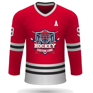 Customizable Funny Vintage 100% Polyester Long Sleeve Ice Hockey Jersey Man's Practice Uniform 3D Embroidery Anti-Bacterial - Product Image 1