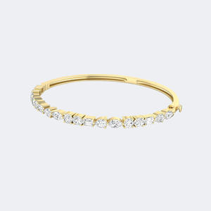 2.500CTW Mixed Cut Round Emerald Pear Prong Set Diamond <b>Bangle</b> Bracelet in <b>Solid</b> <b>Gold</b> Luxury Stackable Oval Wristband for Women - Product Image 1