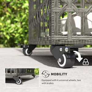 Organizador de almacenamiento de flotador de piscina de mimbre gris mixto, soporte de flotador de ratán PE, cesta, toalleros, carrito de piscina rodante para vida flotante - Product Image 6