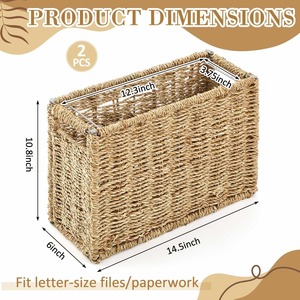 Seagrass Hanging File <b>Box</b> <b>Collapsible</b> Portable Filing Basket Handmade <b>Storage</b> Basket Wholesale eco-friendly Made in Viet Nam - Product Image 2