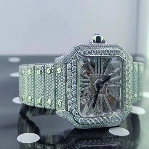 Reloj mecánico cuadrado de lujo para hombre, de acero inoxidable, con bisel de diamantes y esfera analógica de cristal de zafiro, 36 mm - Product Image 3
