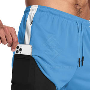 Custom Print Logo Solid Casual <b>Mid</b> Waist Eco-Friendly Double <b>Layer</b> Shorts for Men Adult Size Pakistan Manufactured - Product Image 6