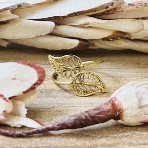 Hot Selling Leaf <b>Ring</b> Boho Brass <b>Rings</b> For Women 18k Gold Plated Filigree Nature <b>Statement</b> Dainty Jewelry Wholesale/OEM/ODM - Product Image 5