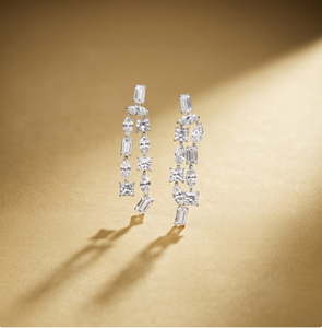 Women's 18K White Gold Mixed Cut Lab Grown <b>Dangle</b> <b>Diamond</b> <b>Earrings</b> IGI Certified Classic Style Wedding Jewelry Wholesale Price - Product Image 1