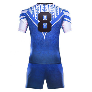 Men's Rugby Jersey Set Blue Orange Striped Sublimated Moisture Wicking Short Sleeve Athletic Fit All Seasons - Product Image 4