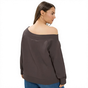 Sweat-shirt imprimé décontracté pour femme, coupe ample, à épaules dénudées, manches longues, doux et léger, idéal pour le quotidien - Product Image 2